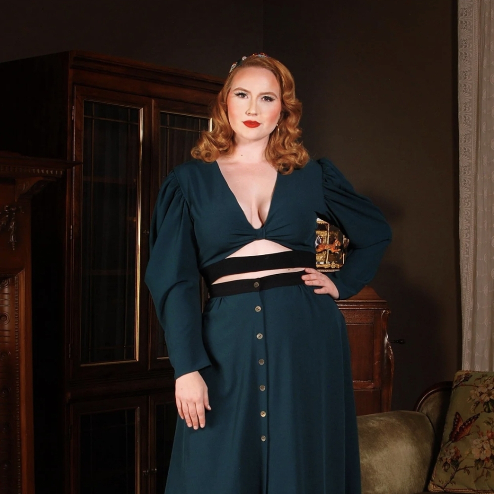 Spruce Green Luna Crop Top PinUp Girl Laura Byrnes
